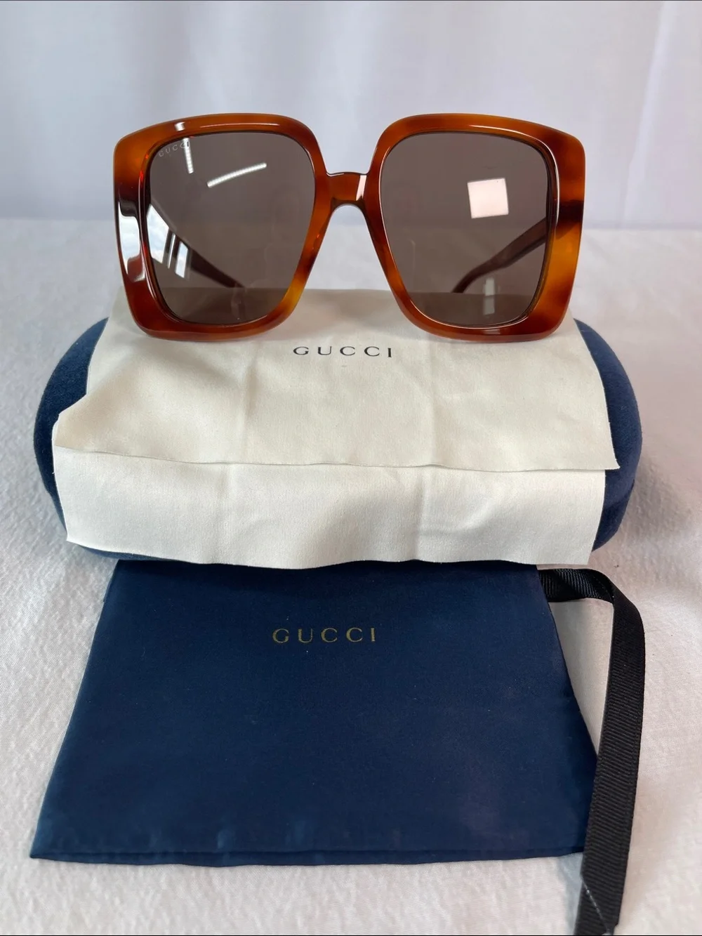 Gucci Brown Tortoiseshell Oversized Square Women's Sunglasses